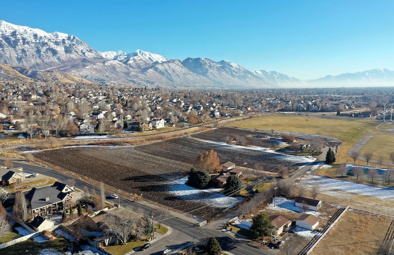 The site of the future Lindon Utah Temple, near 800 East Center Street, is pictured in Lindon on Monday, Dec. 21, 2020.