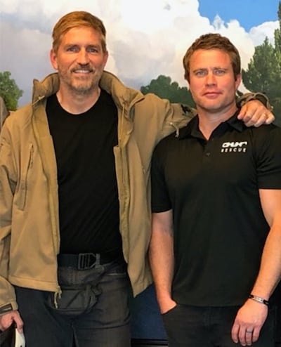 Actor Jim Caviezel, left, recently spent a few days shadowing Tim Ballard, the founder of Operation Underground Railroad, before he portrays him in the 2019 film, "The Sound of Freedom."