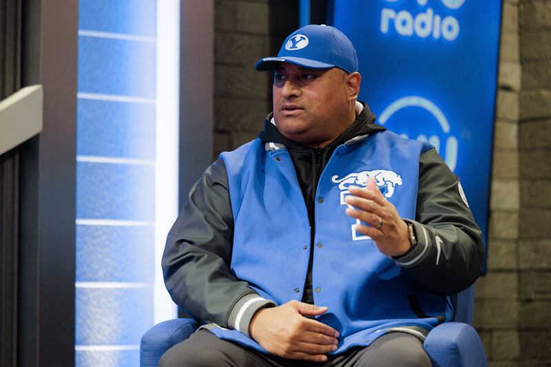 BYU football coach Kalani Sitake talks about his 2024 early signing period class in Provo, Dec. 20, 2023.
