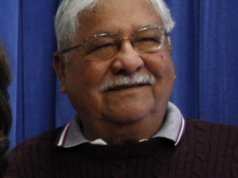 FILE - Labor Secretary Hilda Solis, center, poses with Richard Chavez, right, brother of labor leader and civil rights activist Cesar Chavez, poses during the unveiling of the mosaic mural portrait ceremony commemorating Cesar Chavez Day, in this March 31