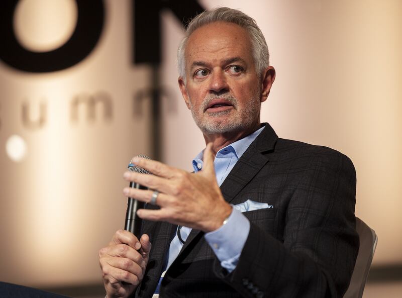 Jack Hedge, the president of the Utah Inland Port Authority, speaks at the Utah Business Economic Outlook Summit.