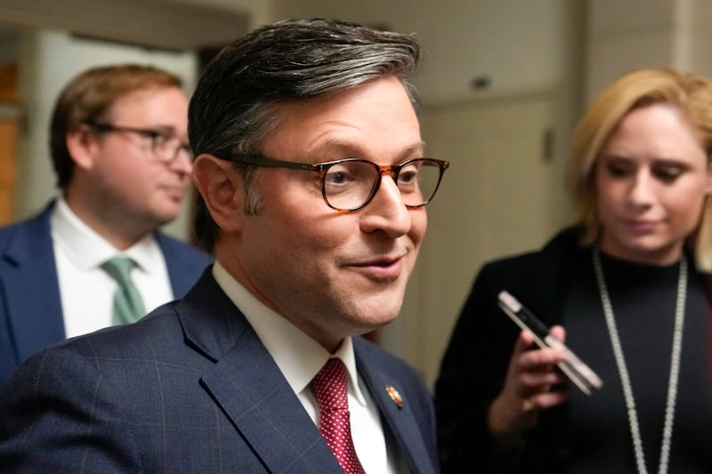 Rep. Mike Johnson, R-La., speaks to reporters on Capitol Hill in Washington.