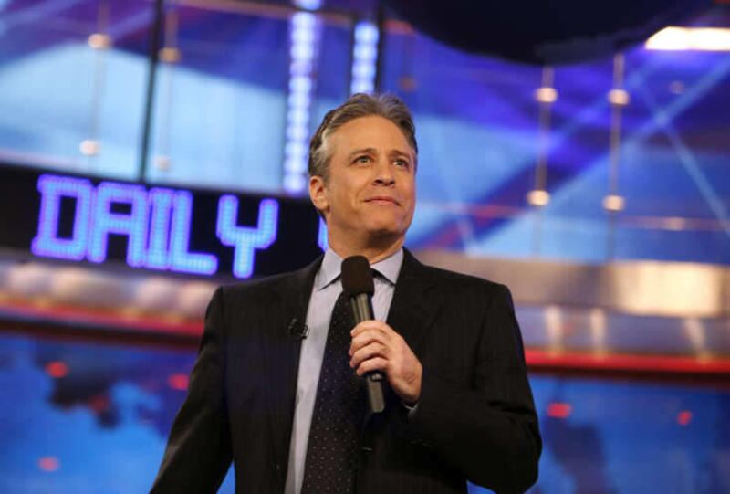 In this March 12, 2009 file photo, Jon Stewart is shown during a taping of Comedy Central's "The Daily Show with Jon Stewart" in New York.