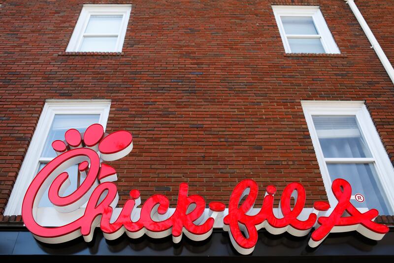 In this Oct. 30, 2018, file photo, Athens newest Chick-fil-A is set to open in downtown Athens, Georgia. Rider University removed the restaurant from a survey asking students what restaurants they would like on campus, "based on the company's record widel