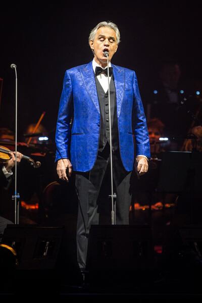 Andrea Bocelli performs at the Vivint Smart Home Arena in Salt Lake City on Thursday, Nov. 29, 2018.