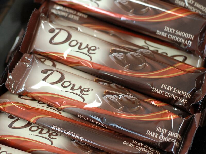 The Mars Snack foods company displayed samples of thier Dove Bar product at a news conference announcing the roll out of the expansion of Mars new manufacturing facility Monday, Sept. 29 2008 in Elizabethtown, PA. A new report outlined every state’s favorite Valentine’s Day candy.