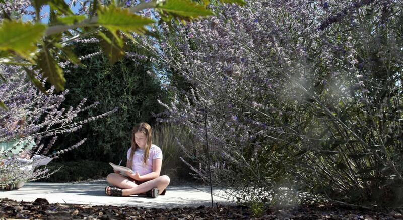 Rebecca Bingham takes notes on her favorite plants as visits the Conservation Garden Park at Jordan Valley in West Jordan Wednesday, September 3, 2008 with her family to get idea for the yard they are planting at their South Jordan home.