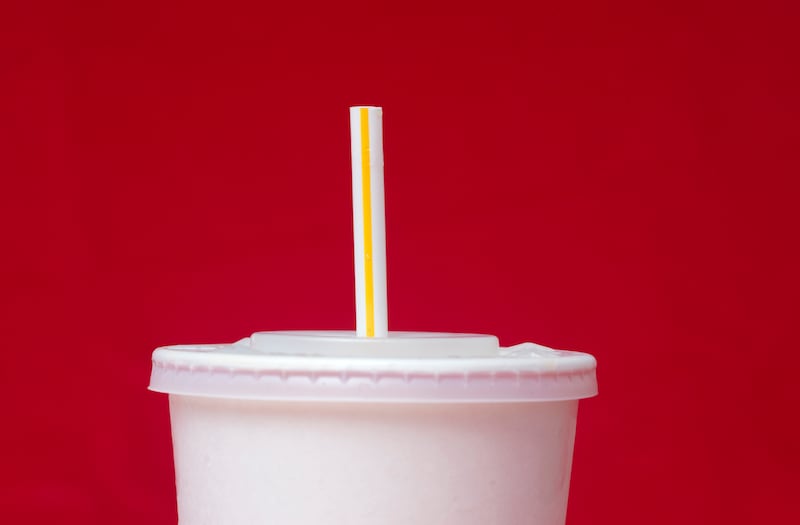 A large soft drink with a plastic straw in Surfside, Fla.