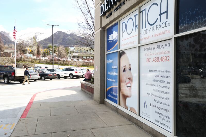 The front of Portica Body & Face in Salt Lake City, Utah, on Friday, April 5, 2019. In 2016, a mother of five and grandmother of 20 went to Portica to see a physician for liposuction and 24 hours later was dead.