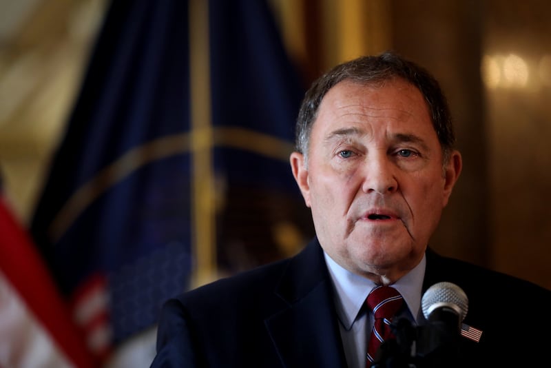 Gov. Gary Herbert calls for “civility” during a press conference at the Capitol in Salt Lake City on Wednesday, July 10, 2019, a day after anti-inland port protesters stormed the Chamber of Commerce Building and clashed with police.