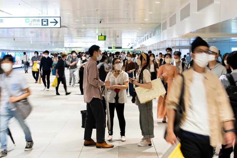 People wearing face masks in Tokyo.