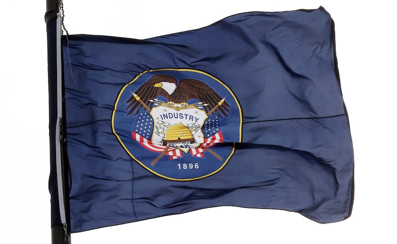 The old Utah flag flies over the Capitol in Salt Lake City on Friday, Jan. 22, 2021.