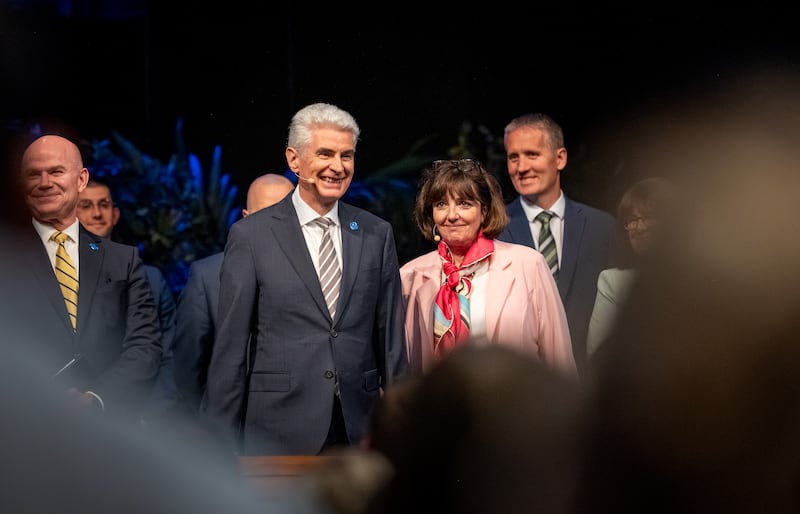 Elder Gérald Caussé of the Quorum of the Twelve Apostles and his wife, Sister Valérie Caussé, speak at a BYU–Idaho devotional on Sunday, June 14, 2026.