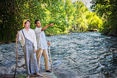 Zach Elzey as Huck Finn and Jonathan Gustavson as Jim in SCERA's production of "Big River."