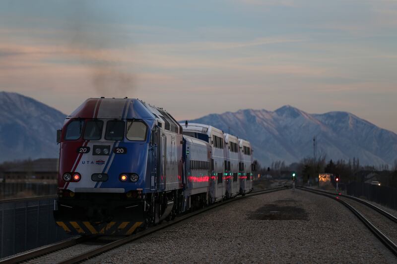 FILE - A FrontRunner train leaves Lehi Station on Tuesday, Dec. 19, 2017.
