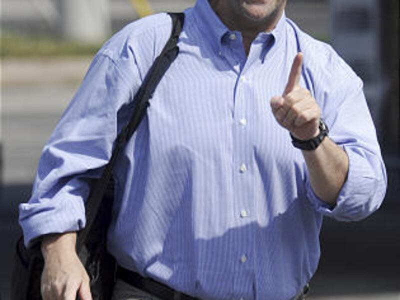 Former Washington lobbyist Jack Abramoff arrives for work at Tov Pizza.