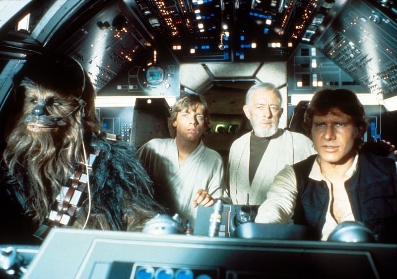 A scene aboard the Millennium Falcon in the hit 1977 film “Star Wars: A New Hope.”
