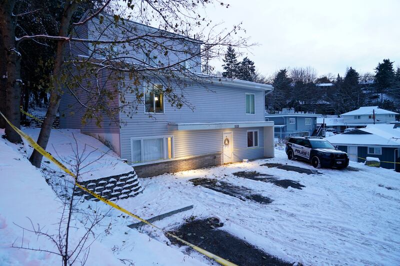 Snoq covers the home where four University of Idaho students were found dead on Nov. 13, 2022, in Moscow, Idaho.