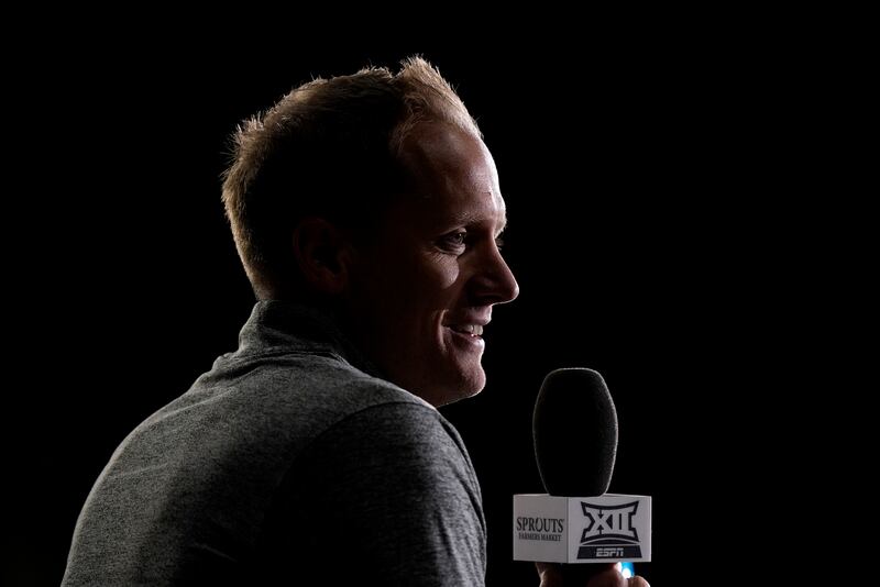 BYU head coach Kevin Young addresses the media during the NCAA college Big 12 men's basketball media day, Wednesday, Oct. 23, 2024, in Kansas City, Mo.