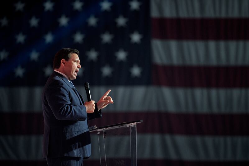 Florida Gov. Ron DeSantis addresses attendees during the Turning Point USA Student Action Summit on July 22, 2022, in Tampa, Fla.