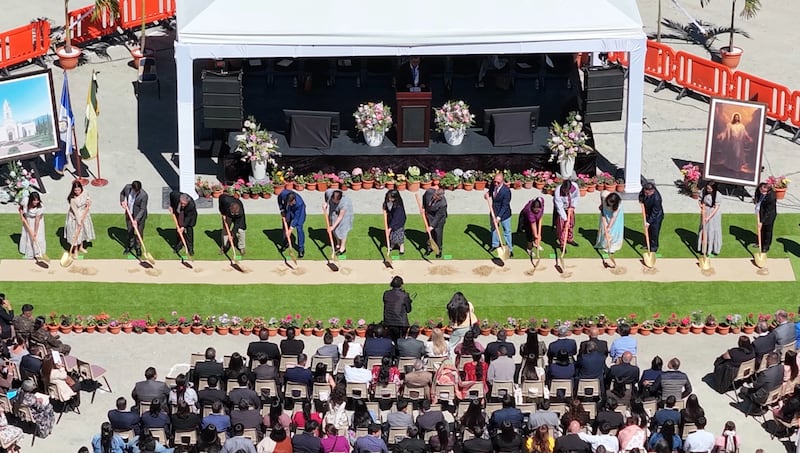 Local Church leaders and community members break ground for the Huehuetenango Guatemala Temple on Saturday, March 14, 2026, in Huehuetenango, Guatemala.