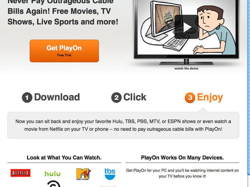 This screen shot provided by MediaMall Technologies Inc., shows the computer software Playlater.tv.