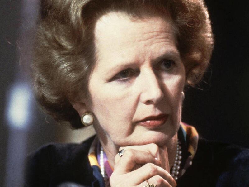 FILE - British Prime Minister Margaret Thatcher listens to the opening debates during the Conservative Party's conference at Blackpool in this file photo dated October 1983. Papers from 1981, released Saturday March 17, 2012, by the Margaret Thatcher arc