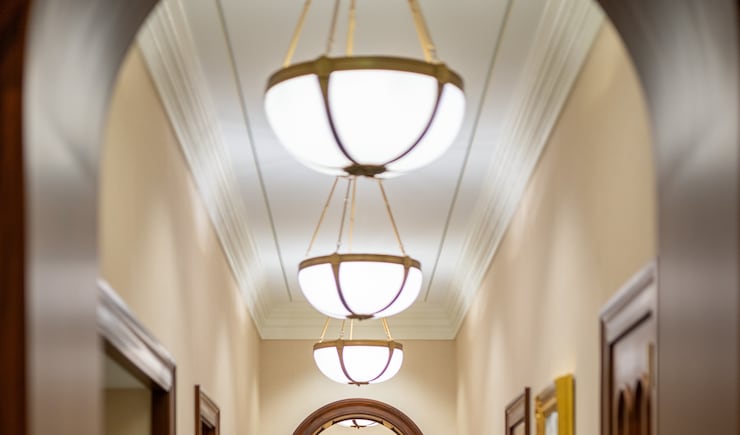 A hallway in the Deseret Peak Utah Temple.