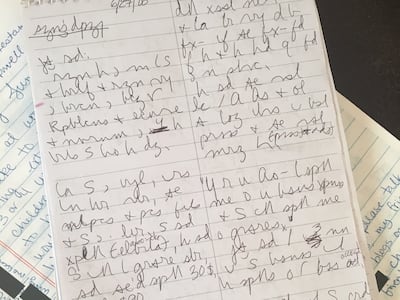 Susan Powell provided this notepad to her friend, Kiirsi Hellewell, and asked Hellewell to document an argument she’d had with her husband, Josh, on June 27, 2008. Hellewell used a form of shorthand she'd learned in high school called "speed writing" to k