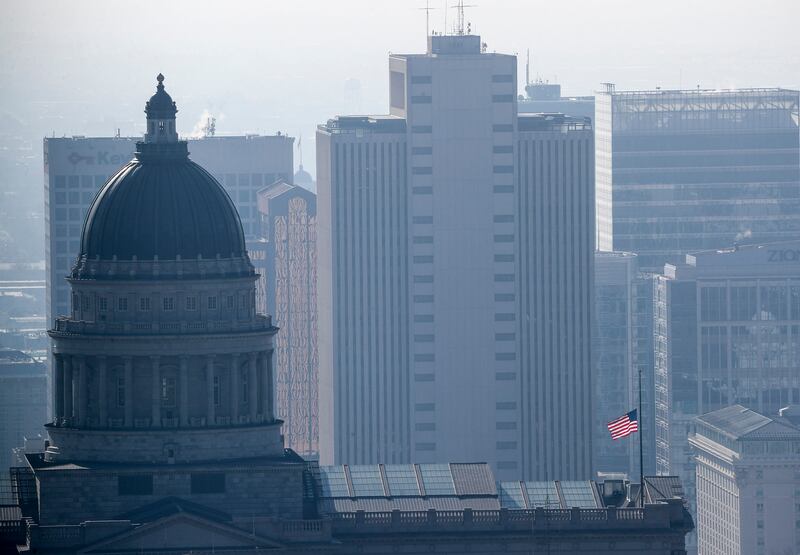 The Utah Capitol and the skyline of Salt Lake City.