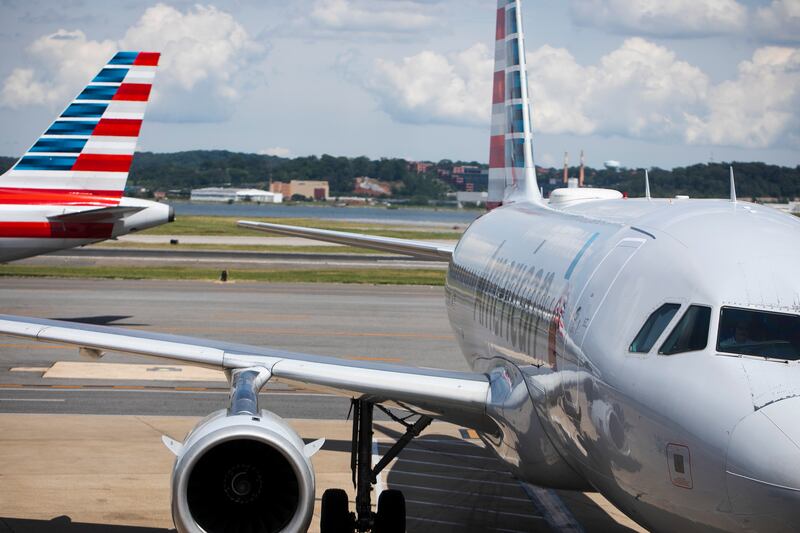 American Airlines planes at Ronald Reagan Washington National Airport in Arlington, Va.