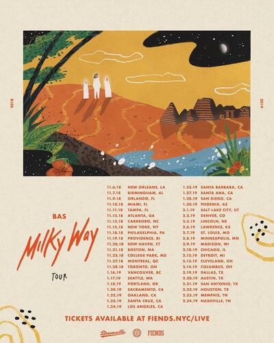 A photo of the Milky Way Tour date list.