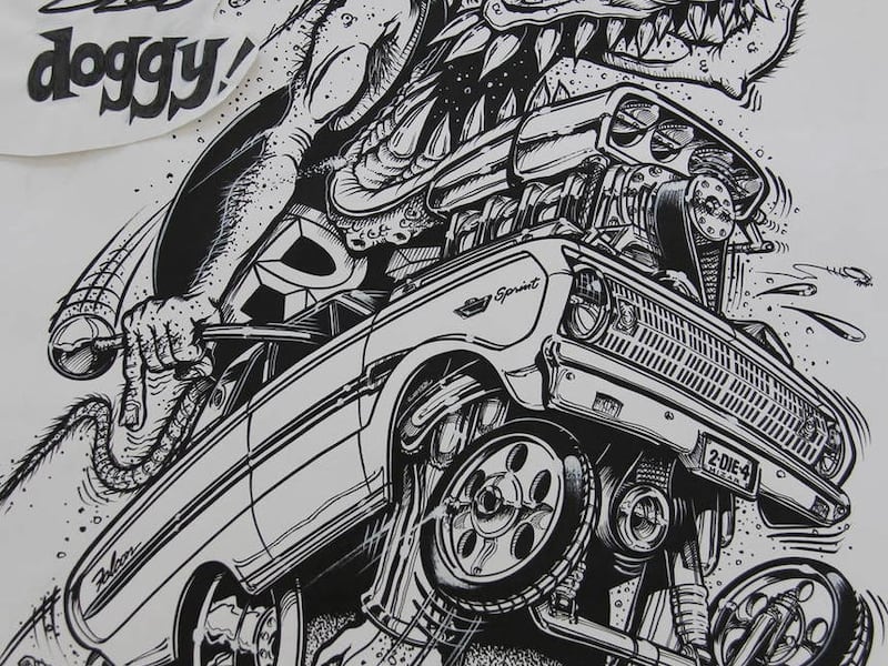 Ed "Big Daddy" Roth's "Bad Bad Doggy," ink and mixed media on paper, is on display at the Granary Art Center in Ephraim through Sept. 18 as part of the exhibit "Rat Fink!"