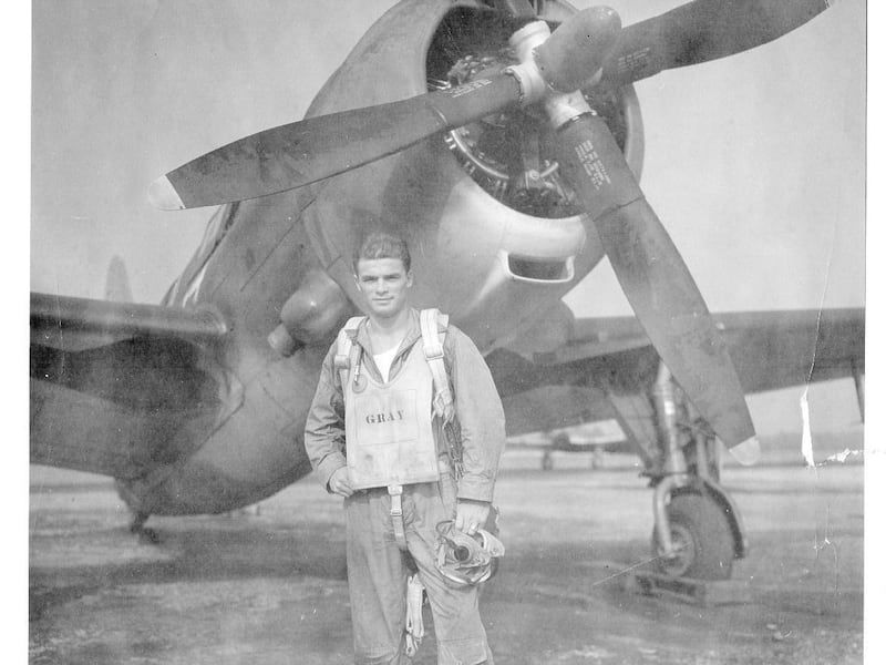 Dennis Gray Jr. was a pilot in the U.S. Navy during World War II. His plane went down during the Battle of Okinawa and his body was not recovered.