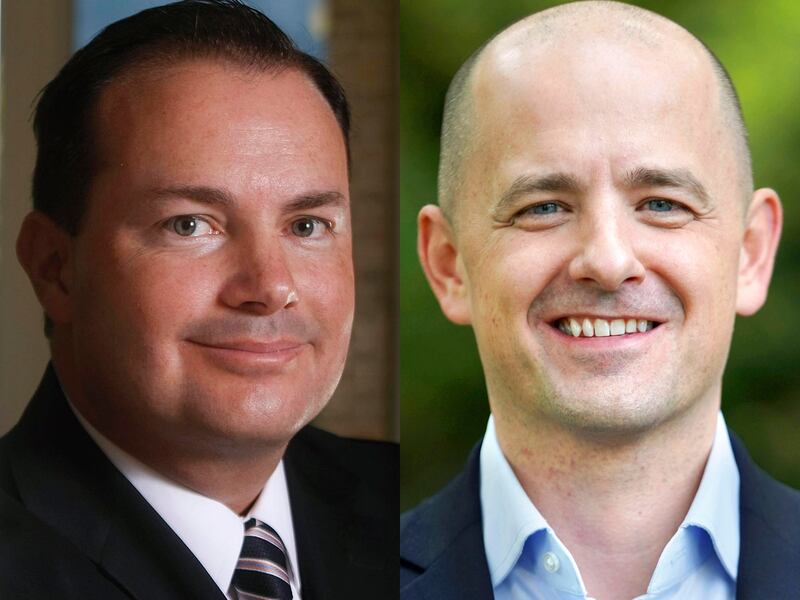 Sen. Mike Lee, left, and Senate candidate Evan McMullin, right, are pictured in this composite photo.
