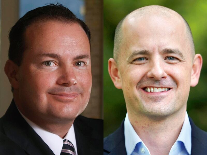 Sen. Mike Lee, left, and Senate candidate Evan McMullin, right, are pictured in this composite photo.