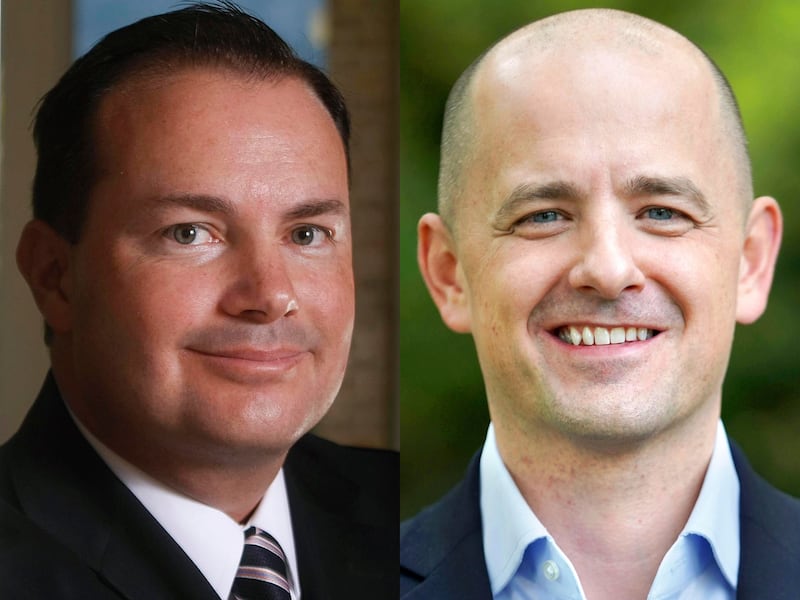 Sen. Mike Lee, left, and Senate candidate Evan McMullin, right, are pictured in this composite photo.