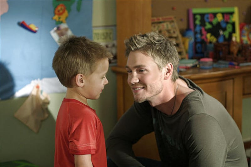 Jamie (Jackson Brundage) bonds with his Uncle Lucas (Chad Michael Murray) on "One Tree Hill."