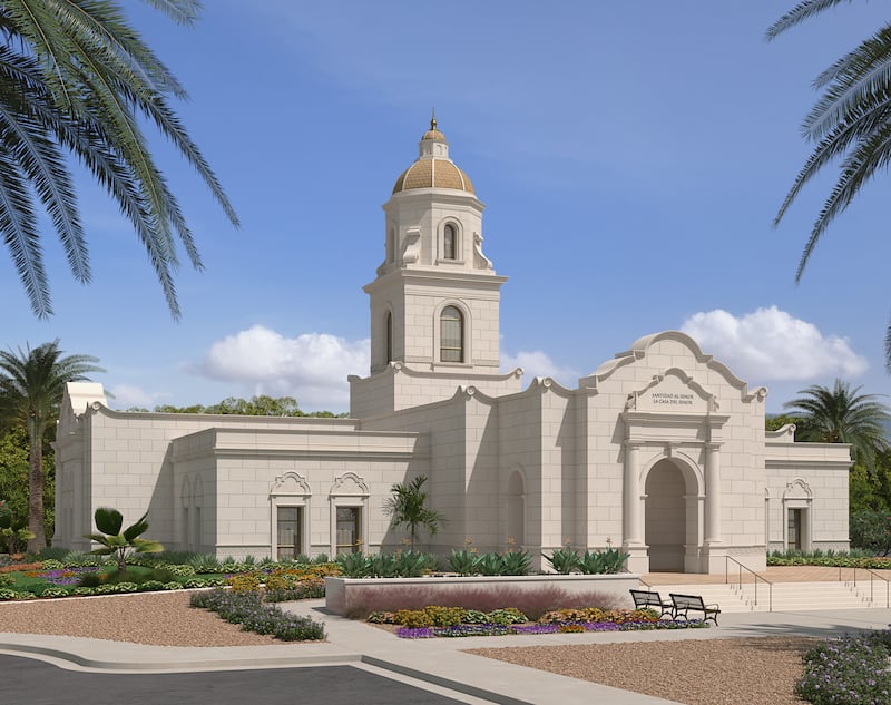 An exterior rendering of the Culiacán Mexico Temple.