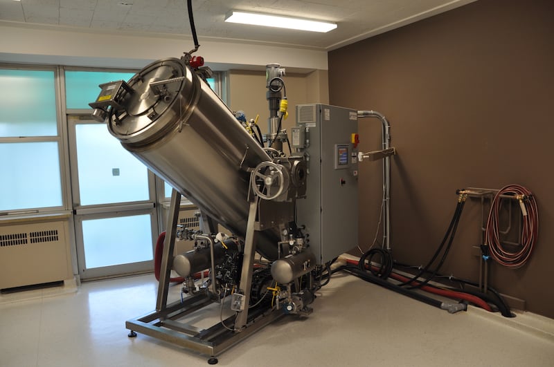 In alkaline hydrolysis, the body's tissues and organs are dissolved in a chamber filled with chemicals and water. Bio-Response Solutions of Indiana made this alkaline hydrolysis machine.