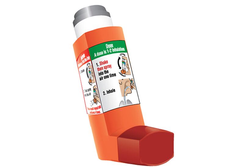 This undated product image provided by Amphastar shows Primatene Mist. A new version of the once-popular asthma inhaler Primatene Mist will soon return to U.S. stores. The Food and Drug Administration on Wednesday, Nov. 7, 2018, approved its over-the-coun