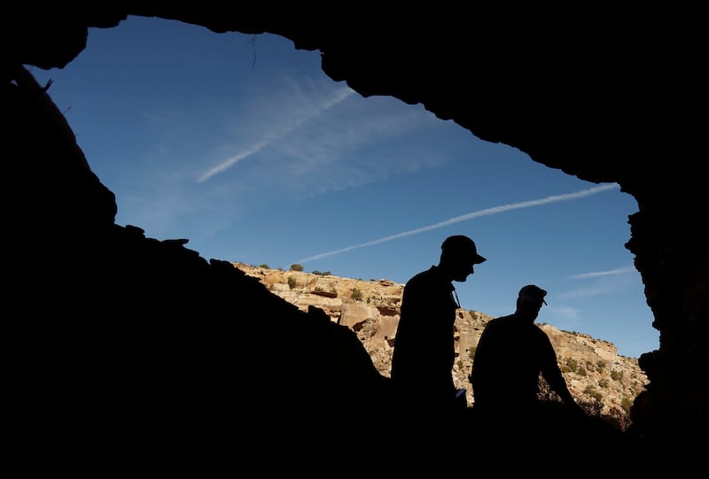 Nick and Dan Proctor survey their mining claim located in the Colt Mesa area of the former Grand Staircase-Escalante National Monument.