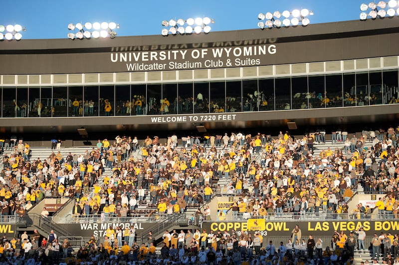 War Memorial Stadium before the first half of a game Saturday, Oct. 7, 2023, in Laramie, Wyo. The Pokes host the BYU Cougars on the high plains Saturday night in what could be the final meeting between the former conference rivals in Laramie.