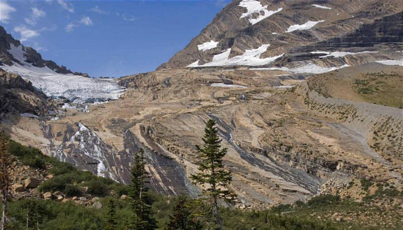 This 2009 photo shows the remnants of the Jackson Glacier at Glacier National Park.