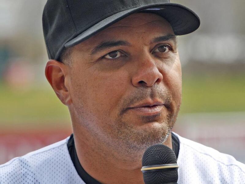 Manager Keith Johnson talks about the upcoming season during media day for the Salt Lake Bees baseball team Tuesday, April 2, 2013, in Salt Lake City.
