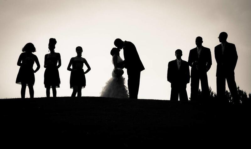 A silhouette wedding portrait.