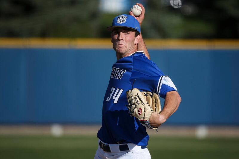 FILE: BYU's Jordan Wood (34) pitches against Utah at Miller Park in Provo on Tuesday, May 09, 2017.