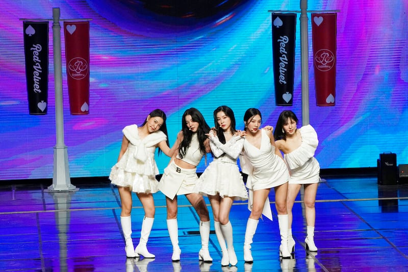 South Korean K-Pop group Red Velvet performs during the Gaon Chart Music Awards.