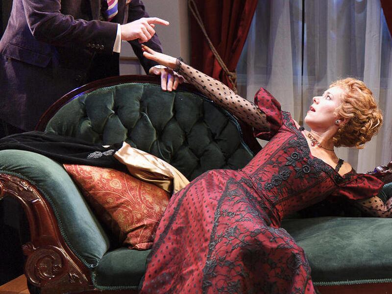 In this publicity photo released by The Pearl Theatre Company, Bradford Cover, left, and Karron Graves, are shown in a scene from George Bernard Shaw"™s "The Philanderer," currently performing off-Broadway at New York City Center Stage II.