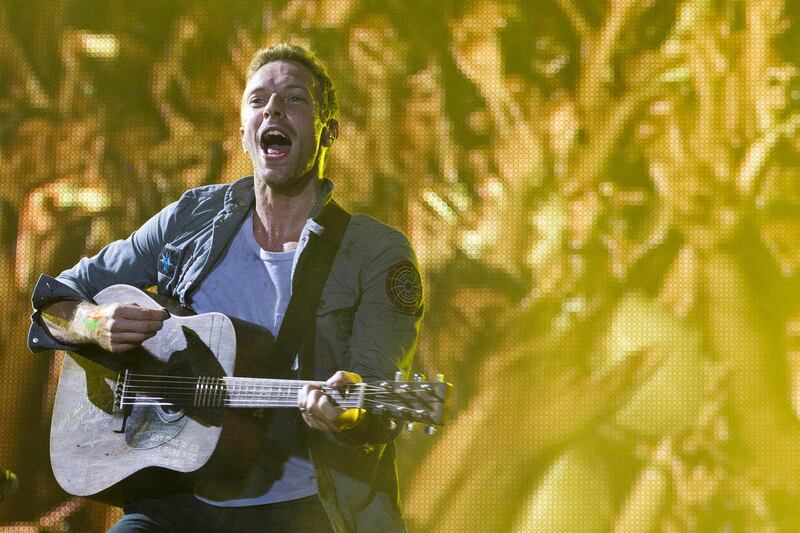 FILE - In this Oct. 2, 2011 file photo, Chris Martin of the English alternative rock band Coldplay performs during the Rock in Rio music festival in Rio de Janeiro, Brazil. Coldplay will livestream a concert from Madrid just as the band is releasing its f